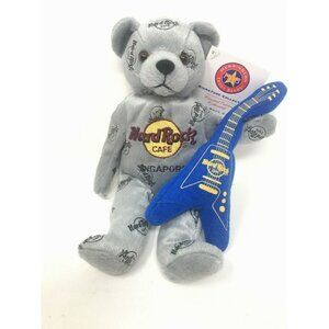 Hard Rock Cafe Singapore Beanie Bear With Guitar New Signature Collection